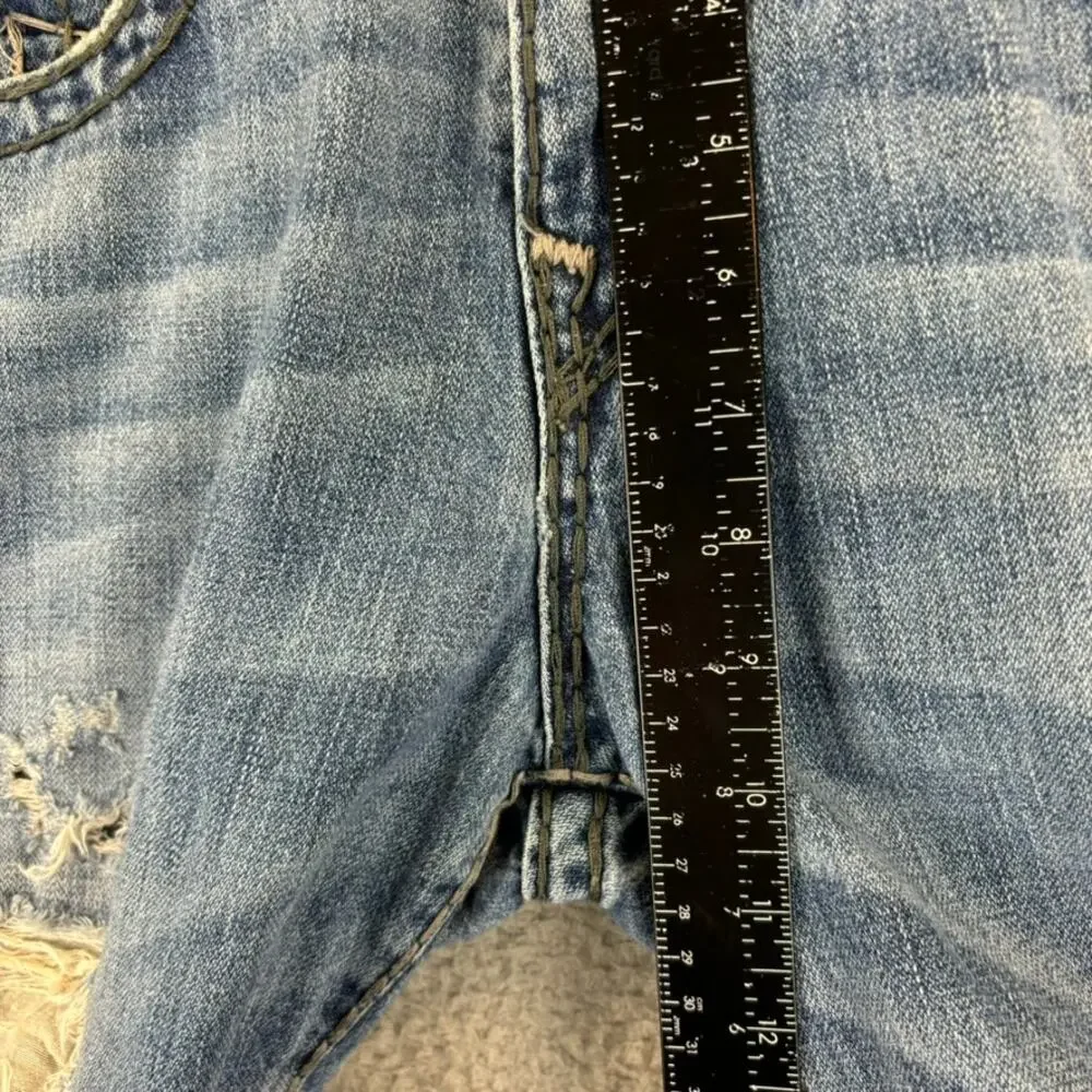 True Religion Ricky Jean Mens 29 Flap Super T Relaxed Distressed (meas 31x35)